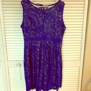 Blue Lace over Nude Slip Dress